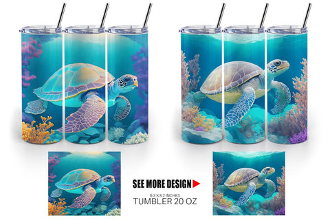 3D Tumbler Sea Turtle | Tumbler Sublimation Designs - So Fontsy