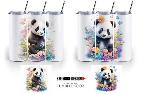 Panda Tumbler PNG Sublimation, Cute Tumbler Png - So Fontsy