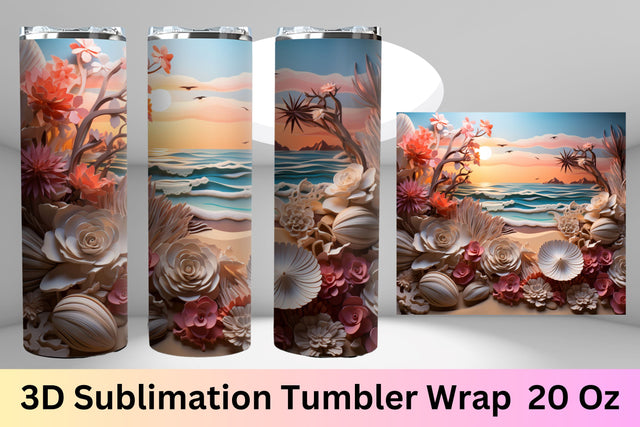 Tumbler Sublimation Wraps | 3d Tumbler Wrap | Beach Sublimation FloridPrintables 