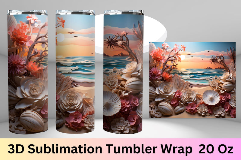 Tumbler Sublimation Wraps | 3d Tumbler Wrap | Beach Sublimation FloridPrintables 