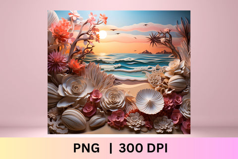 Tumbler Sublimation Wraps | 3d Tumbler Wrap | Beach Sublimation FloridPrintables 