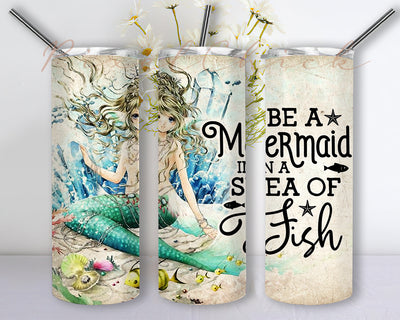 Tumbler Template Sublimation Designs , Mermaid Tumbler 20 oz Under The Sea Skinny Tumbler , Mermaid PNG tumblers Sublimation PixelChick 