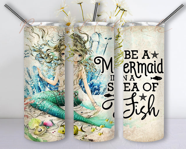 Tumbler Template Sublimation Designs , Mermaid Tumbler 20 oz Under The Sea Skinny Tumbler , Mermaid PNG tumblers Sublimation PixelChick 