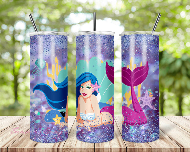 Tumbler Template Sublimation Designs , Mermaid Tumbler 20 oz Under The Sea Skinny Tumbler , PNG tumblers, heart Sublimation TrendingDesign 