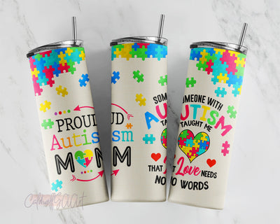 Tumbler Wrap Design - Autism Mom, Autism Tumbler Design - 20oz Skinny Straight Tumbler Wrap Template, Autism sunflower Skinny Tumbler Sublimation Sublimation CaldwellArt 