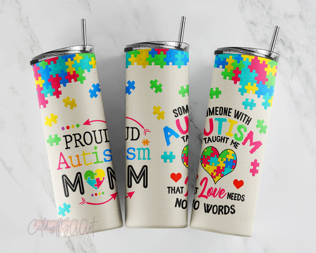 Tumbler Wrap Design - Autism Mom, Autism Tumbler Design - 20oz Skinny Straight Tumbler Wrap Template, Autism sunflower Skinny Tumbler Sublimation Sublimation CaldwellArt 