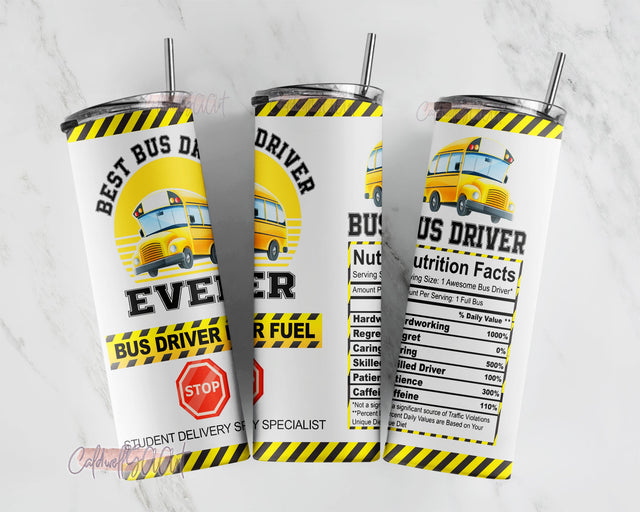 Tumbler Wrap Design- School Bus Driver, School Bus, Back To School, Bus Driver Seamless 20oz Skinny Straight Tumbler Sublimation Sublimation CaldwellArt 