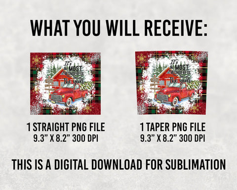 Tumbler Wrap It's The Most Wonderful Time Of The Year PNG Sublimation Designs, Christmas Truck Png File Instant Download Sublimation Sublimation BOO-design 