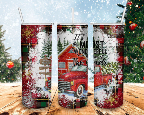 Tumbler Wrap It's The Most Wonderful Time Of The Year PNG Sublimation Designs, Christmas Truck Png File Instant Download Sublimation Sublimation BOO-design 