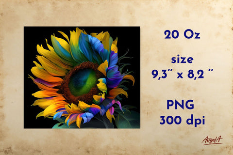 Tumbler wrap sublimation 20 Oz. Rainbow Sunflower tumbler Sublimation Angelina Semenova 