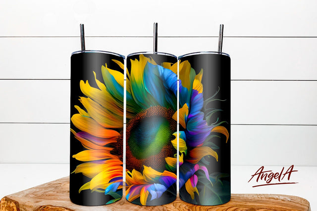 Tumbler wrap sublimation 20 Oz. Rainbow Sunflower tumbler Sublimation Angelina Semenova 