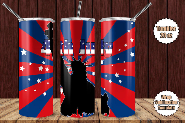 Tumbler Wrap Template 20oz 4th July Sublimation Design Subli Store 