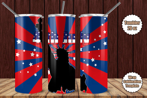 Tumbler Wrap Template 20oz 4th July Sublimation Design Subli Store 