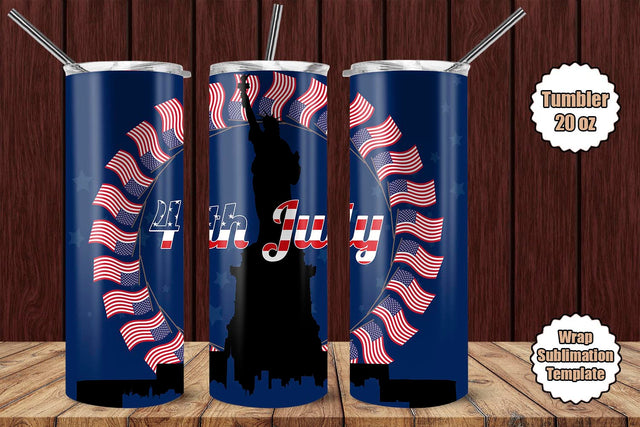 Tumbler Wrap Template 20oz 4th July Sublimation Design Subli Store 