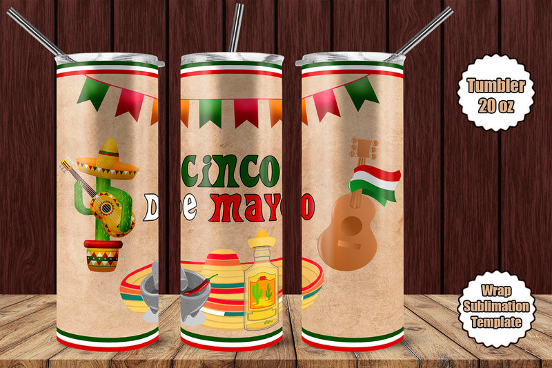 Tumbler Wrap Template 20oz 5 de Mayo Sublimation Design Subli Store 