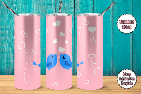 Tumbler Wrap Template 20oz Birds in love Sublimation Design Subli Store 