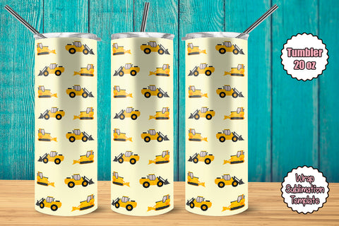 Tumbler Wrap Template 20oz Construction Machines Sublimation Design Subli Store 