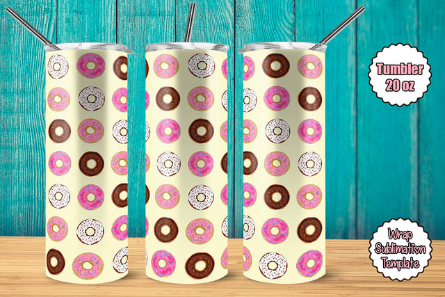 Tumbler Wrap Template 20oz Diagonal Donuts Sublimation Design Subli Store 