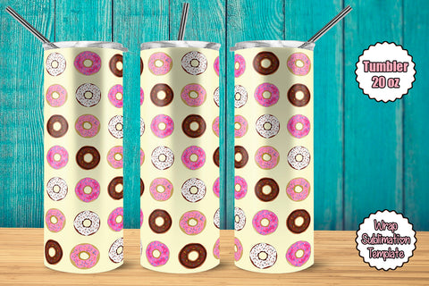 Tumbler Wrap Template 20oz Diagonal Donuts Sublimation Design Subli Store 