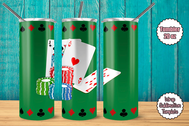Tumbler Wrap Template 20oz Game of Poker Sublimation Design Subli Store 