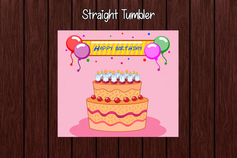 Tumbler Wrap Template 20oz Happy Birthday Cake Sublimation Design Subli Store 
