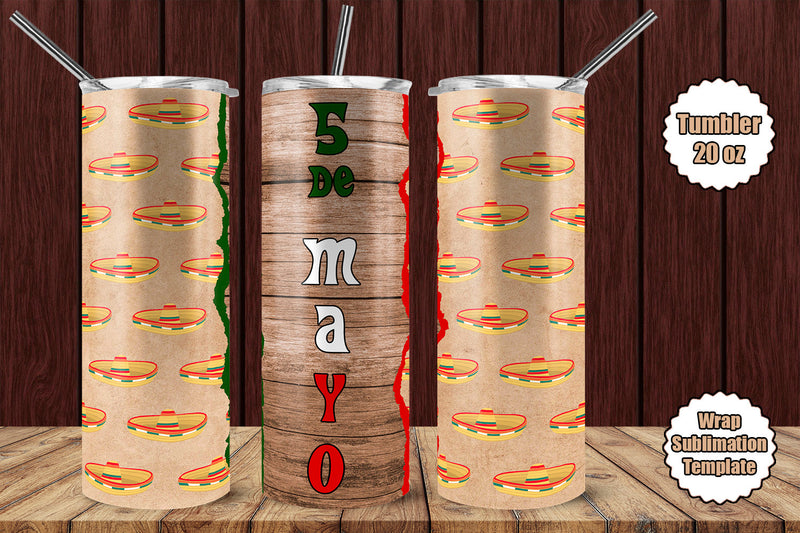 Tumbler Wrap Template 20oz Hat 5 de Mayo Sublimation Design Subli Store 