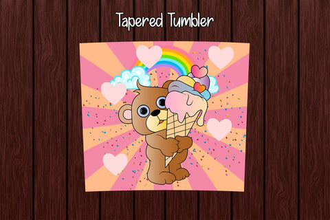 Tumbler Wrap Template 20oz Ice Cream Bear Sublimation Design Subli Store 