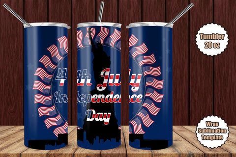 Tumbler Wrap Template 20oz Independence Day Sublimation Design Subli Store 