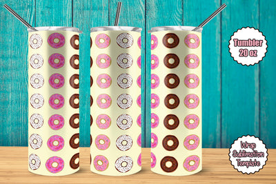 Tumbler Wrap Template 20oz Linear Donuts Sublimation Design Subli Store 