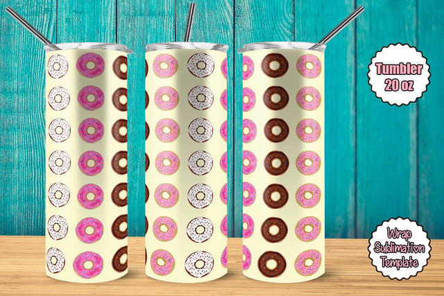 Tumbler Wrap Template 20oz Linear Donuts Sublimation Design Subli Store 