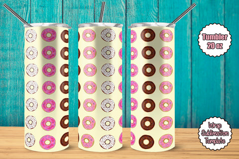 Tumbler Wrap Template 20oz Linear Donuts Sublimation Design Subli Store 