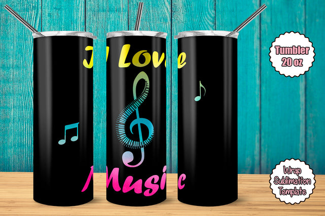 Tumbler Wrap Template 20oz Love Music Sublimation Design Subli Store 