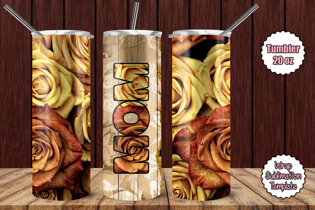 Tumbler Wrap Template 20oz Mom Old Roses Sublimation Design Subli Store 