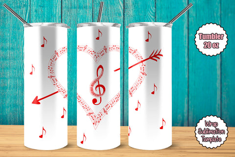 Tumbler Wrap Template 20oz Music Heart Sublimation Design Subli Store 