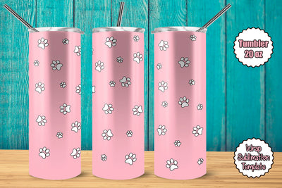 Tumbler Wrap Template 20oz Paws Sublimation Design Subli Store 