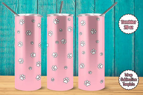 Tumbler Wrap Template 20oz Paws Sublimation Design Subli Store 
