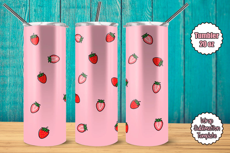 Tumbler Wrap Template 20oz Strawberries Sublimation Design Subli Store 