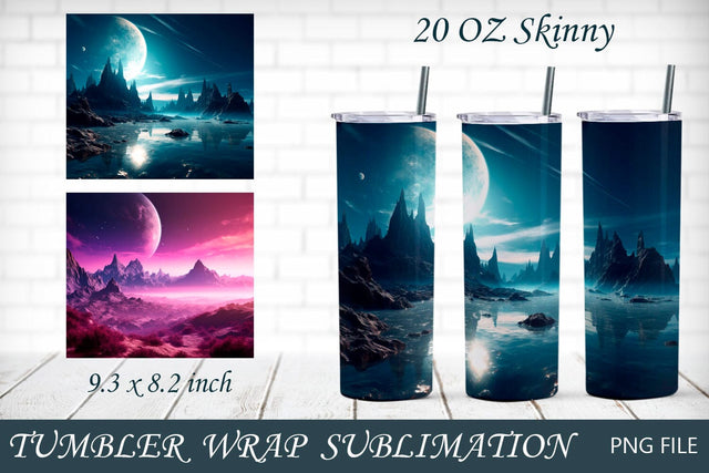 Tumbler wrap with fantasy landscape, Galaxy tumbler 20 oz Sublimation AnastasiyaArtDesign 