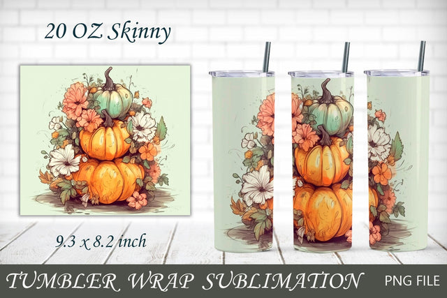 Tumbler wrap with stacked pumpkin, Autumn tumbler 20 oz Sublimation AnastasiyaArtDesign 