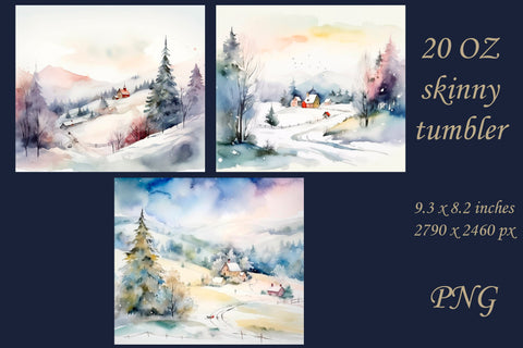 Tumbler wrap with winter landscape png, Christmas 20 oz tumbler Sublimation AnastasiyaArtDesign 