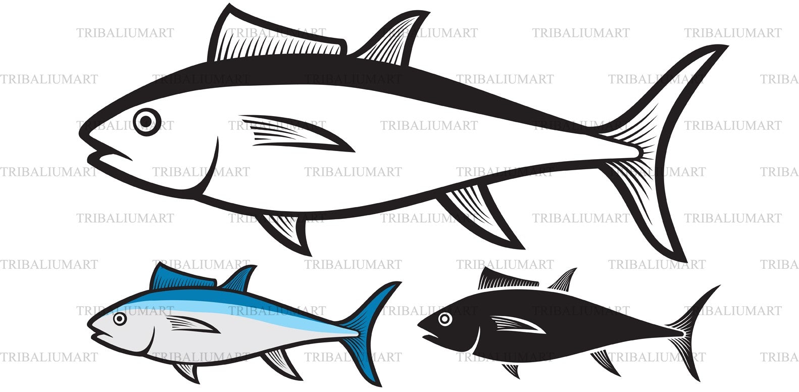 Tuna fish icons isolated on white background. (2687945)