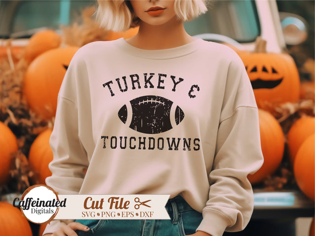 Turkey And Touchdowns svg, Grunge Football SVG Caffeinated SVGs 