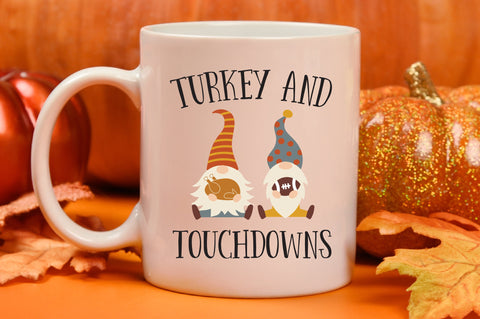 Turkey And Touchdowns SVG, Thanksgiving Gnomes SVG SVG Caffeinated SVGs 