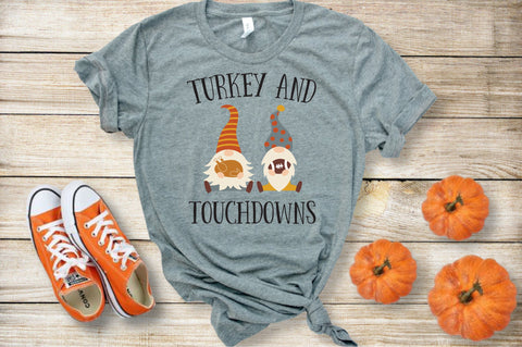 Turkey And Touchdowns SVG, Thanksgiving Gnomes SVG SVG Caffeinated SVGs 