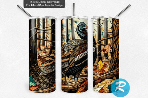 Turkey colorful Hunting Camo 20 oz / 30 oz Tumbler PNG Sublimation Regulrcrative 