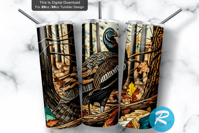 Turkey colorful Hunting Camo 20 oz / 30 oz Tumbler PNG Sublimation Regulrcrative 