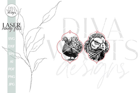 Turkey Earrings SVG For Laser Fall Earrings Realistic Turkey Glowforge Earrings SVG For Laser Turkey Earrings SVG Autumn Earrings svg SVG Diva Watts Designs 