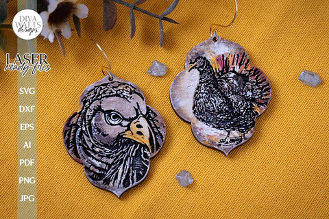 Turkey Earrings SVG For Laser Fall Earrings Realistic Turkey Glowforge Earrings SVG For Laser Turkey Earrings SVG Autumn Earrings svg SVG Diva Watts Designs 