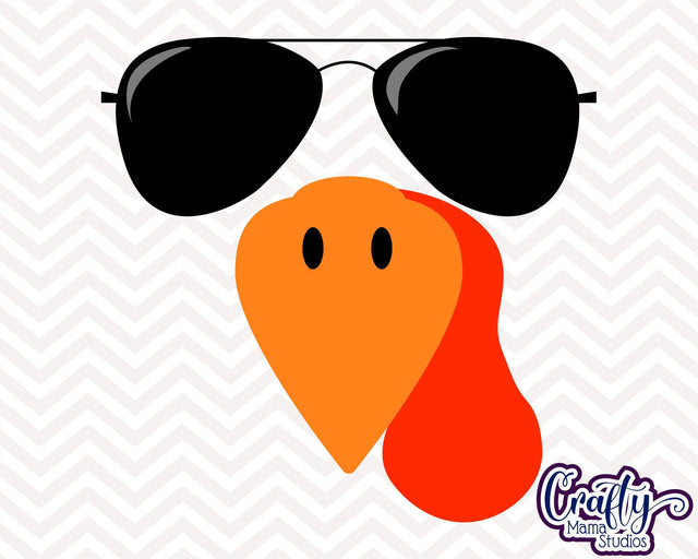 Turkey Face - Turkey - Cool Turkey - Turkey Sunglasses Thanksgiving Turkey SVG Crafty Mama Studios 