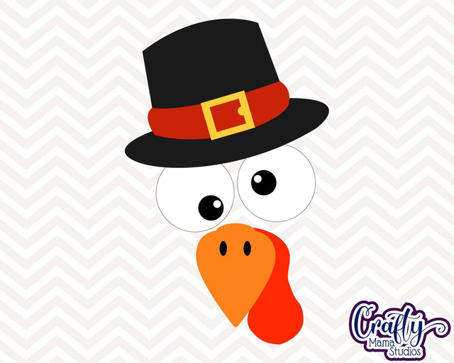 Turkey Face - Turkey - Funny Turkey - Turkey Pilgrim - Thanksgiving Turkey SVG Crafty Mama Studios 